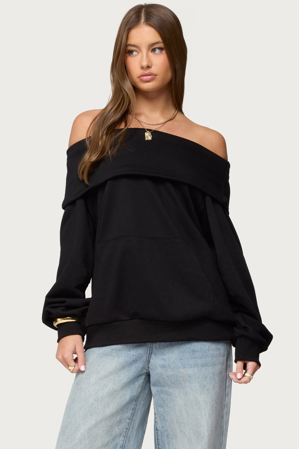 Ashlee Oversized Foldover Sweatshirt