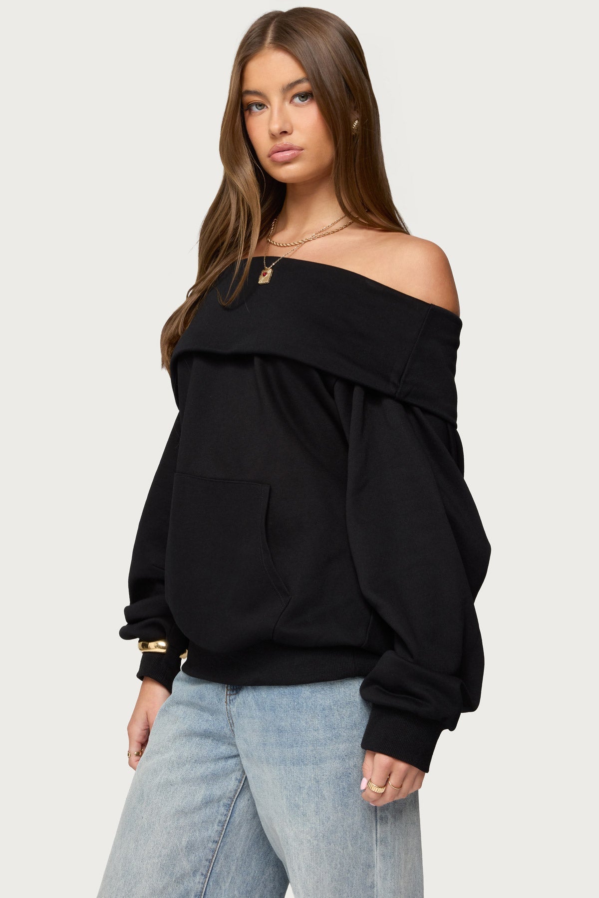 Ashlee Oversized Foldover Sweatshirt