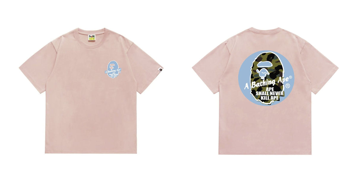 BAPE Blue Accent Camo Ape Circle Graphic T-Shirt