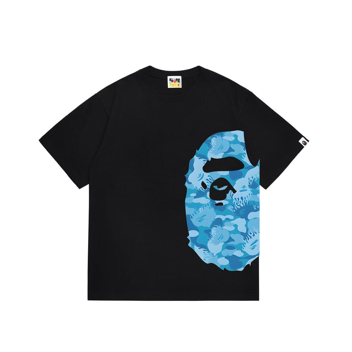 BAPE Blue Camo Ape-Head Side Graphic T-Shirt
