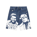 ASAALL Portrait Graphic Washed Denim Shorts