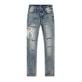 AMIRI Light Blue Distressed Appliqué Jeans