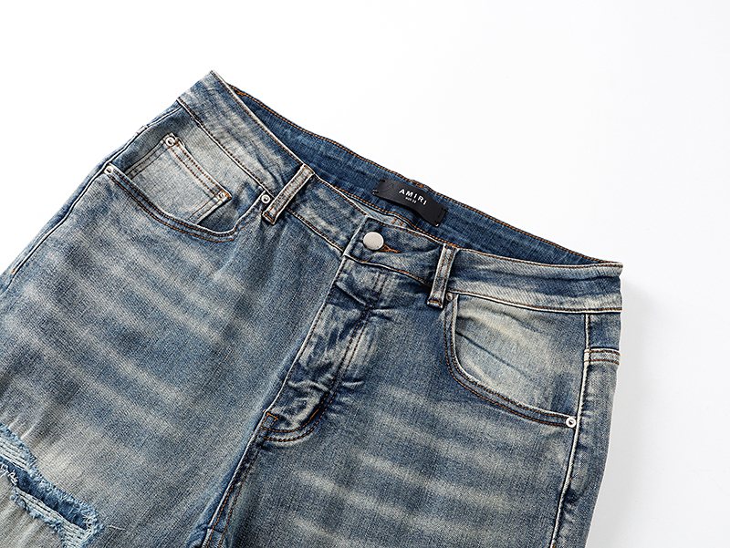 AMIRI Light Blue Distressed Appliqué Jeans