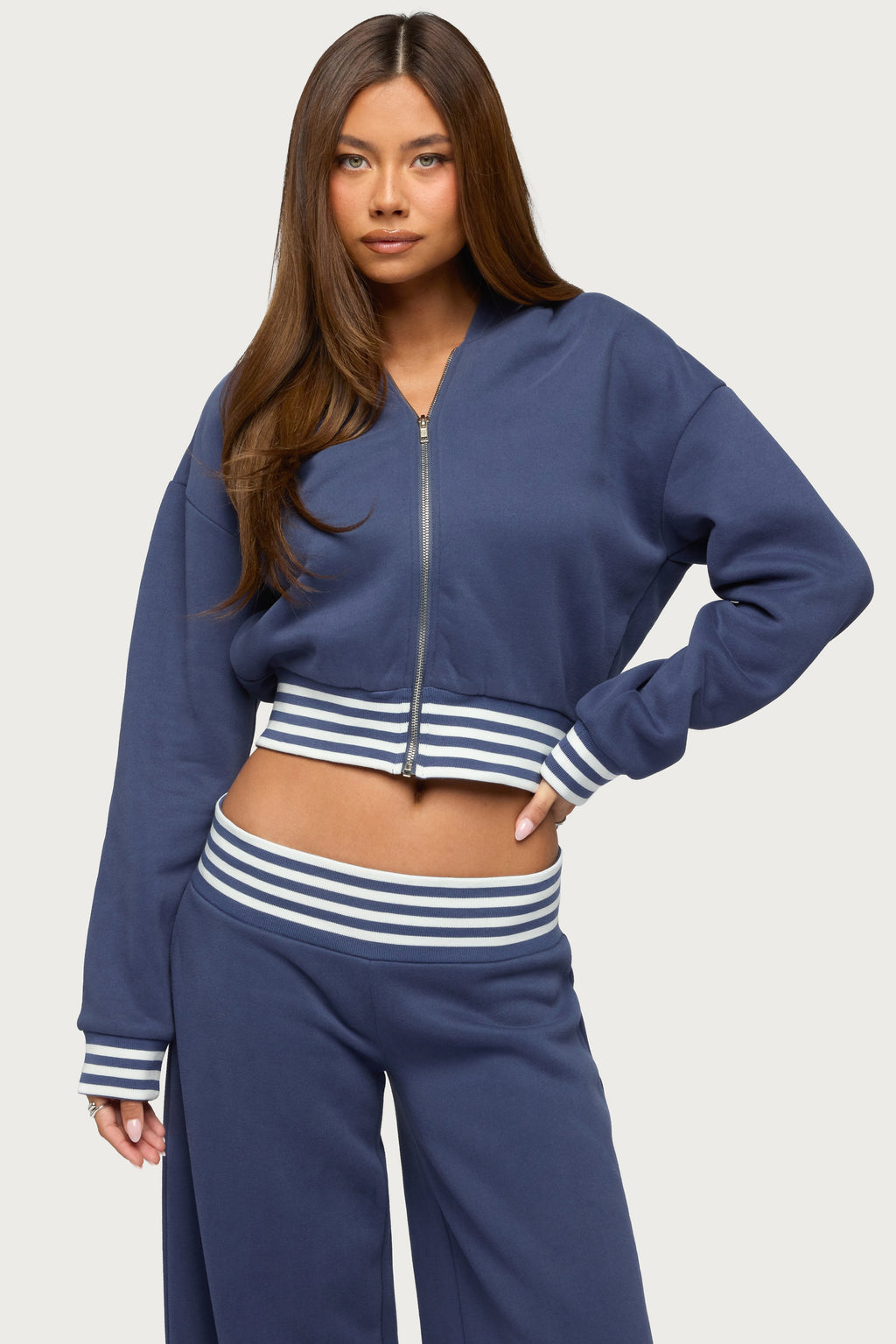 Eloura Stripey Zip Up Hoodie